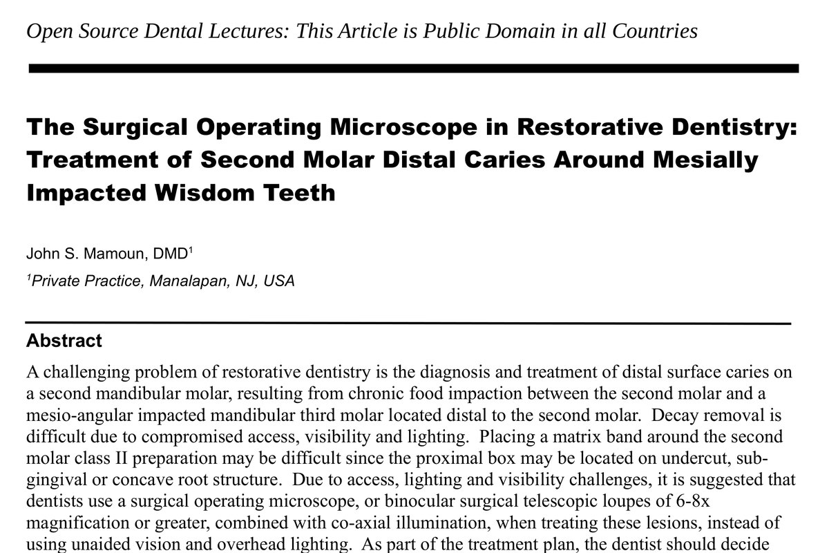 The first page of Dr. Mamoun's lecture, The Surgical Operating Microscope in Restorative Dentistry